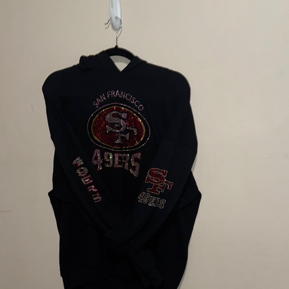 San Francisco 49ers Black Hoodie | gildan XL | bedazzled!